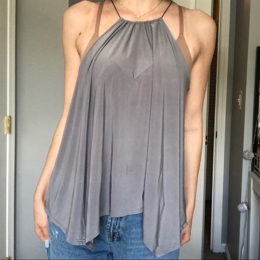 Silver flowy tank top